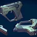 Disassembled WASP Pistol Weapon With Detailed Mechanical Parts And Components