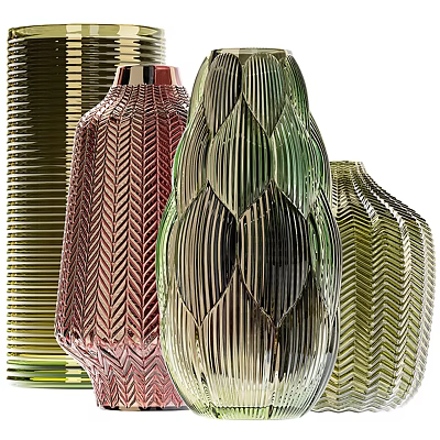 Colorful Modern Glass Vases With Geometric Patterns And Textured Surfaces For Home Decor 3d model