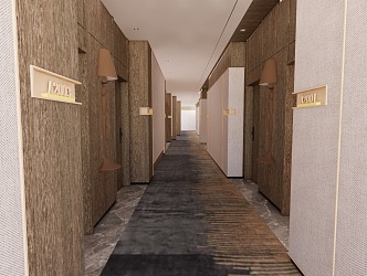 Modern Away Hotel Corridor Indoor 3d model