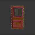 Wooden Door With Glass Panel And Natural Wood Grain Texture For Home Interior