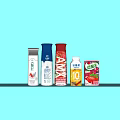 Different Types of Beverages Including Milk Yogurt Juice Drinks with Colorful Bottles and Cartons