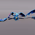 Blue Winged Flying Dragons In Multiple Poses With Detailed Scales And Feathers