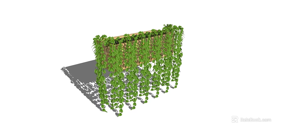 Lush Green Vines Covering Wooden Trellis Gracefully Hanging With Dense Foliage 3d model 