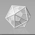 White Geometric Polyhedron With Intricate Grid Pattern And Reflective Surface 3d model