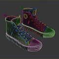 Black High Top Leather Shoes With Lace Up Design And Thick Sole