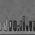 Outdoor Lights Various Shapes And Sizes Black White Illuminated Against Grey Background