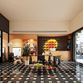 Stylish Clothing Store Interior Design With Black And White Tile Floor Clothing Displays And Plants