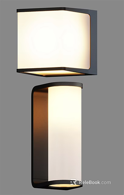 Modern Indoor Wall Light With Sleek Square Frame And Frosted Glass Shade 3d model 