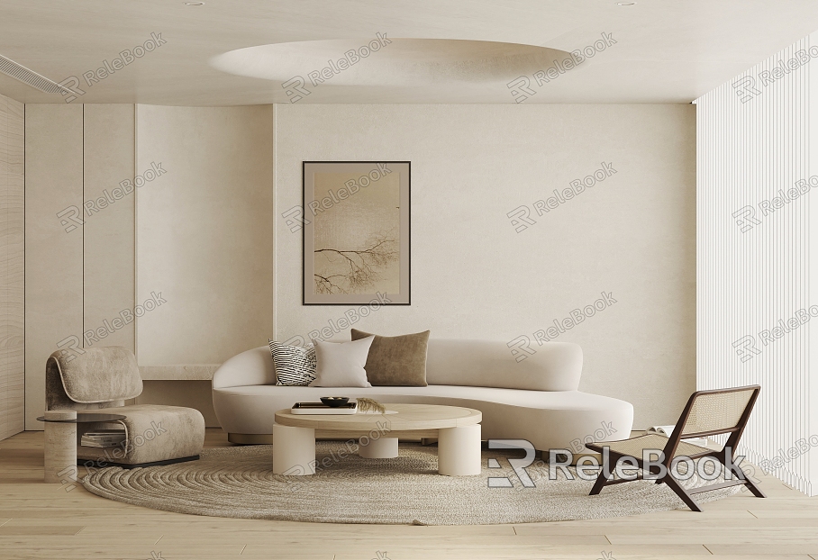 Quiet Ancient Home Living Room Round Ceiling Curved Sofa Coffee Table Combination model