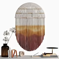Modern Fringed Circular Wall Decor With Gradient White Yellow Brown Colors For Home Interior