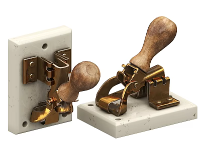 Vintage Industrial Equipment With Metal Structure Wooden Handle And White Base 3d model
