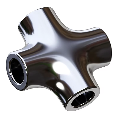 Shiny Silver Metallic Modern Home Decor Ornament Decoration Set With Glossy Cross Shape Design 3d model