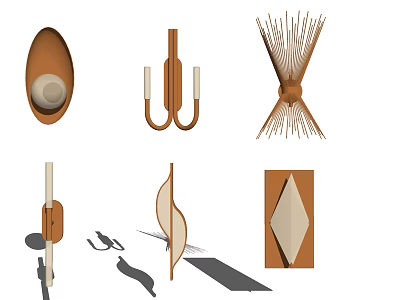Modern Wall Lamps With Diverse Artistic Shapes And Decorative Design Elements 3d model
