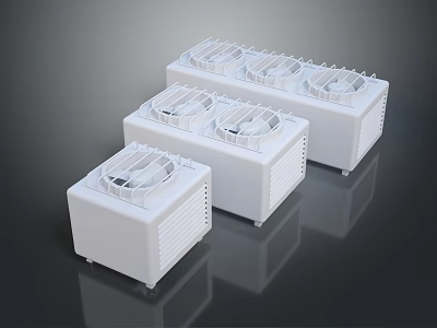 Three White Air Cooler Fans With Modern Design For Home Cooling Use 3d model