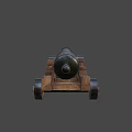 Ancient Cannon As Historical Weapon With Metal Barrel Wooden Carriage And Wheels