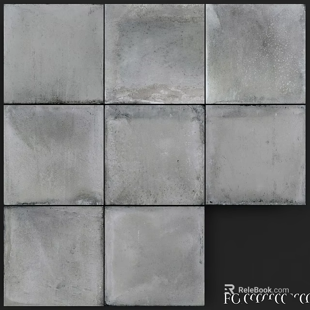 Modern Gray Textured Tile Panels With Grid Arrangement And Matte Finish 3d model 