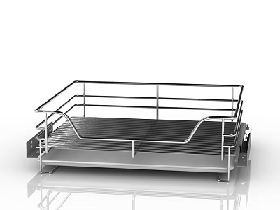 Stainless Steel Kitchen Utensil Storage Platform With Rails And Mobile Wheels 3d model