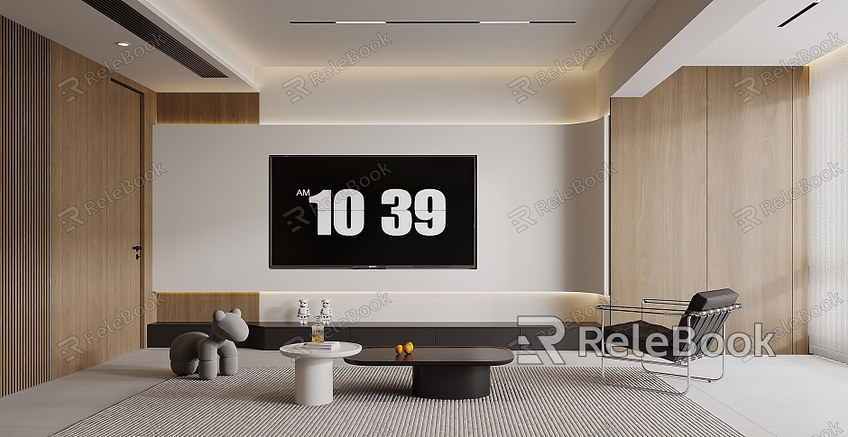 Living room TV background wall leisure chair coffee table simple guest restaurant track spotlights Y036 model