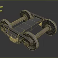 3D Model Of Metal Mechanical Component With Wheels And Industrial Structure Design