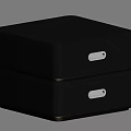 Modern Black Wood Bedside Table With Two Drawers And Gold Accents