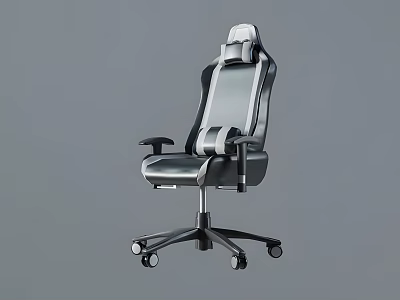 Comfortable Modern Leisure Chair with High Back Headrest Armrests and Wheeled Base Design 3d model