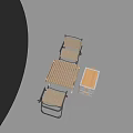 Outdoor Wooden Table Set With Canvas Chairs And Metal Frame Storage Drawer Unit