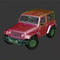 Pink Jeep Wrangler Two Door Off Road Vehicle With Black Wheels And Reflective Surface