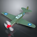 Green Airplane Model With Propeller And Stars On Wings Cockpit Windows