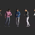 Men In Different Poses Wearing Colorful Casual Tops And Jeans