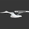 White Enterprise Spaceship With Disc Shaped Hull And Blue Light Engines 3d model