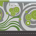 Modern Park Landscape With Circular Green Areas Winding Pathways And Lush Trees