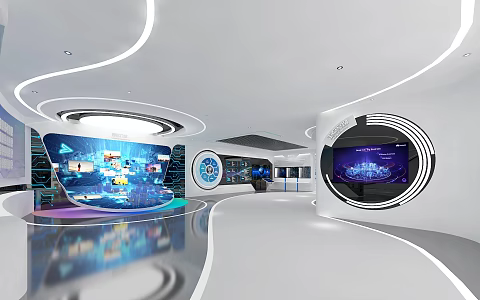 Modern science and technology enterprise exhibition hall interactive touch all-in-one machine digital sand table interactive touch screen LED splicing screen 3d model