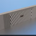 Modern Feature Wall Design With Geometric Grid Pattern And Brass Plaque Beige Stone Finish