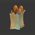 Simple Paper Bag Filled With Fresh Yellow Eggs On Dark Background