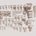 Ornamental Architectural Components With Carved Details And Classical Design Elements