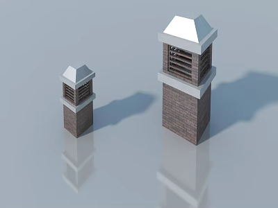 Elegant Brick Wall Paneling With White Top And Tower Like Structure On Gray Background 3d model