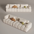 Cream Style Multi-Person Sofa Leather Sofa 3d model