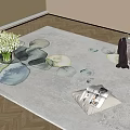 Square Area Rug With Abstract Light Blue Green Pattern Living Room Decor With Flowers Magazines