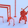 Industrial Equipment Including Red Gantry Cranes Heavy Duty Mechanical Lifting Machinery