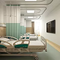 Modern Hospital Ward Interior With Medical Beds Curtains TV And Lighting