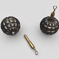 Vintage Military Grenade With Textured Surface And Metal Parts As Tactical Weapon