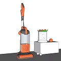 Stylish Orange Black Upright Vacuum Cleaner For Household Cleaning With Modern Look