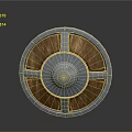 Historical Medieval Circular Shield With Wooden Surface And Decorative Metal Accents