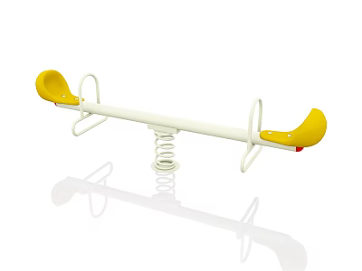 Outdoor Playground Seesaw With Yellow Seats And White Spring Base 3d model