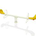Outdoor Playground Seesaw With Yellow Seats And White Spring Base