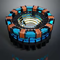 Industrial Circular Mechanical Device With Blue And Brown Components And Multi layered Structure 3d model