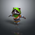 Cute Raccoon Character Wearing Green Hoodie And Scarf In Standing Pose