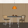 Modern simple dining table and chair combination 3d model