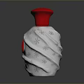 Shiny Silver Bottle With Red Cap Spiral Pattern And Circular Logo Design
