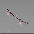 Delicate Pink Blossom Branch with Flowers on Dark Background with Reflections